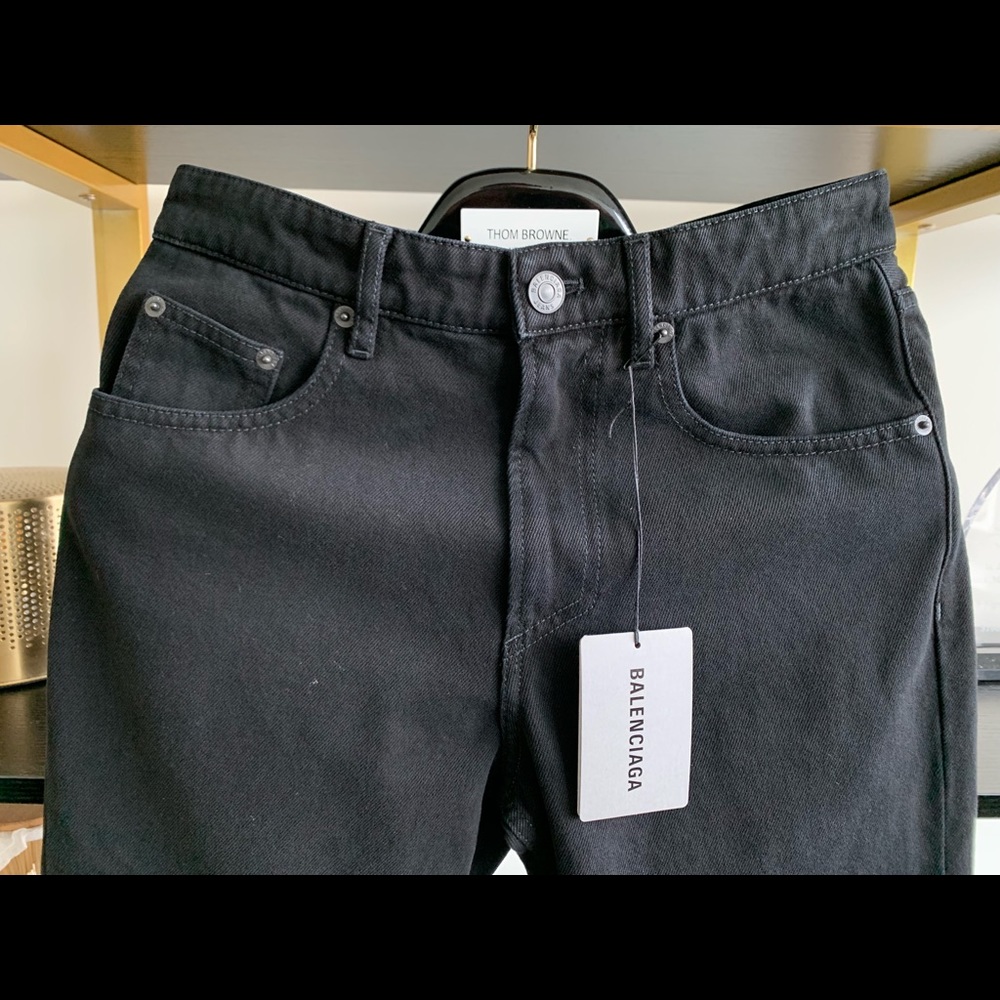 Balenciaga 20SS Black Straight Leg Jeans Size 21 - Picture 2 of 8